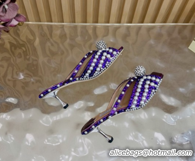Good Product Jimmy Choo Siva Heel Slides Sandal 6.5cm in Strass and Pearls Purple/Orange 1210153 2026