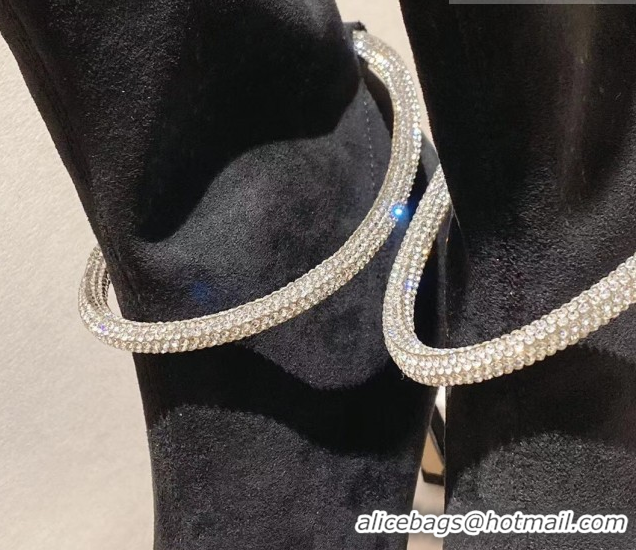 Big Discount Jimmy Choo Nappa Suede Heel Ankle Boots 8cm with Strass Straps Black 1211004 2026