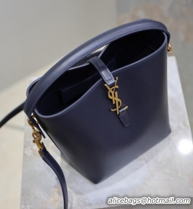 Buy Discount Saint Laurent Le 37 Small Bucket bag in Shiny Leather 749036 Navy Blue 2026