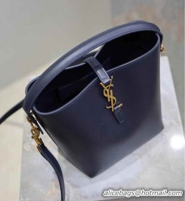 Buy Discount Saint Laurent Le 37 Small Bucket bag in Shiny Leather 749036 Navy Blue 2026
