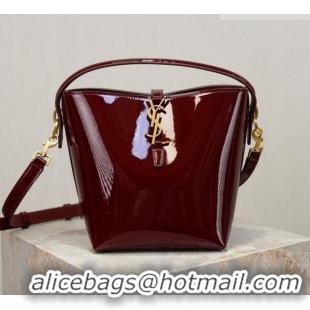 Top Grade Saint Laurent Le 37 Small Bucket bag in Patent Leather 749036 Burgundy 2026