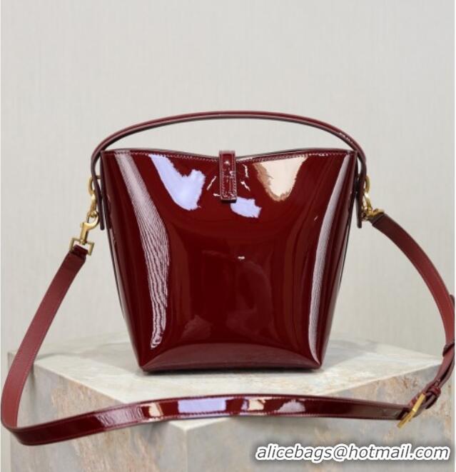 Top Grade Saint Laurent Le 37 Small Bucket bag in Patent Leather 749036 Burgundy 2026