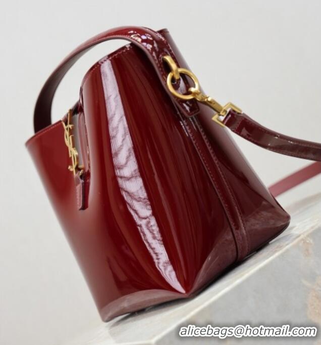 Top Grade Saint Laurent Le 37 Small Bucket bag in Patent Leather 749036 Burgundy 2026