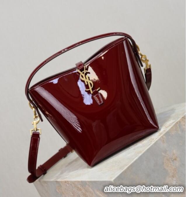 Top Grade Saint Laurent Le 37 Small Bucket bag in Patent Leather 749036 Burgundy 2026
