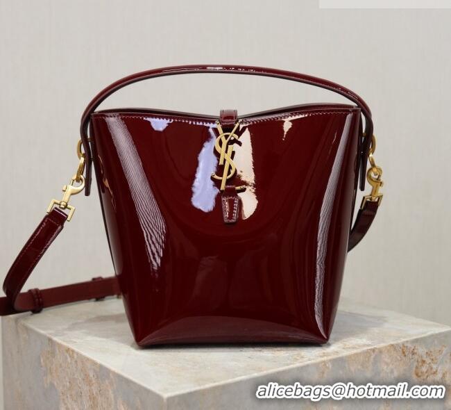 Top Grade Saint Laurent Le 37 Small Bucket bag in Patent Leather 749036 Burgundy 2026