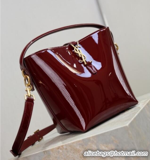 Top Grade Saint Laurent Le 37 Small Bucket bag in Patent Leather 749036 Burgundy 2026
