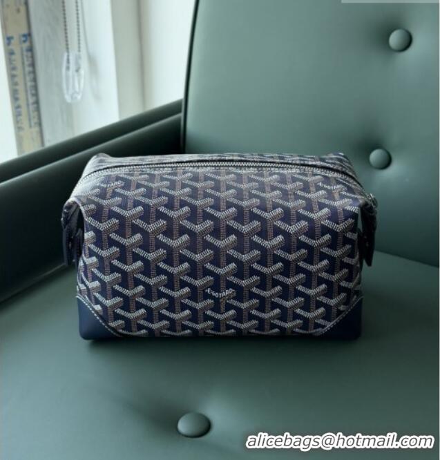 Luxury Cheap Goyard Bowling 25 Toiletry Bag With Strap 020216 Navy Blue 2025