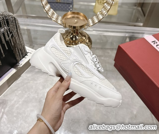 Pretty Style Roger Vivier Viv' on the Run Sneakers in Leather & Mesh with Strass Buckle 02 White 5112212 2026