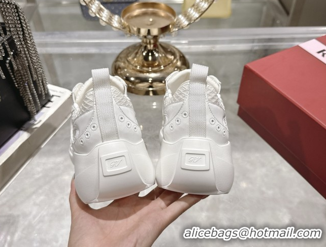 Pretty Style Roger Vivier Viv' on the Run Sneakers in Leather & Mesh with Strass Buckle 02 White 5112212 2026