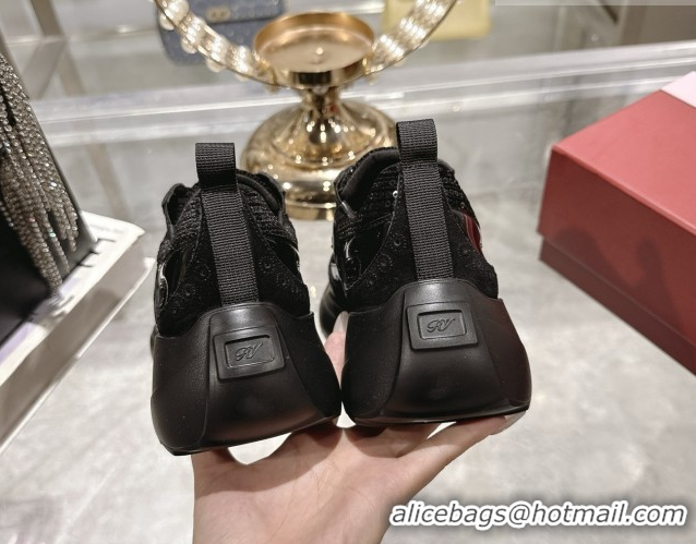 Top Grade Roger Vivier Viv' on the Run Sneakers in Leather & Mesh with Strass Buckle 03 Black 5112213 2026