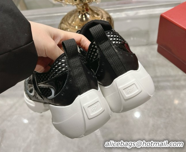 Best Grade Roger Vivier Viv' on the Run Sneakers in Leather & Mesh with Strass Buckle 04 Black 112214 2026