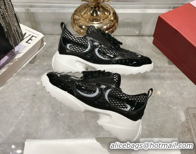 Best Grade Roger Vivier Viv' on the Run Sneakers in Leather & Mesh with Strass Buckle 04 Black 112214 2026