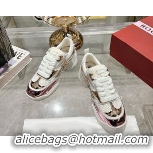 Best Product Roger Vivier Viv' on the Run Sneakers in Leather & Mesh with Strass Buckle 07 White/Pink 5112217 2026