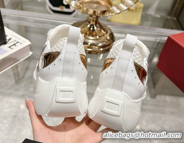 Best Product Roger Vivier Viv' on the Run Sneakers in Leather & Mesh with Strass Buckle 07 White/Pink 5112217 2026