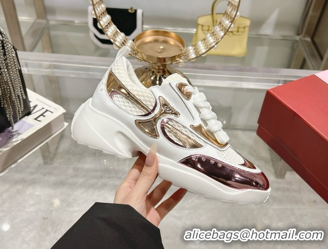 Best Product Roger Vivier Viv' on the Run Sneakers in Leather & Mesh with Strass Buckle 07 White/Pink 5112217 2026