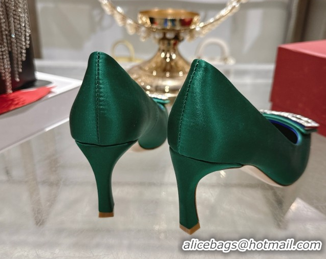 Best Price Roger Vivier Trompette Pumps 7cm in Satin and Strass Buckle Green RV121101 1211106 2026