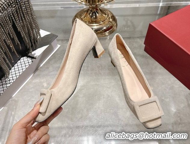 Low Cost Roger Vivier Trompette Pumps 4.5cm in Suede and Buckle Nude RV121102 1211112 2026