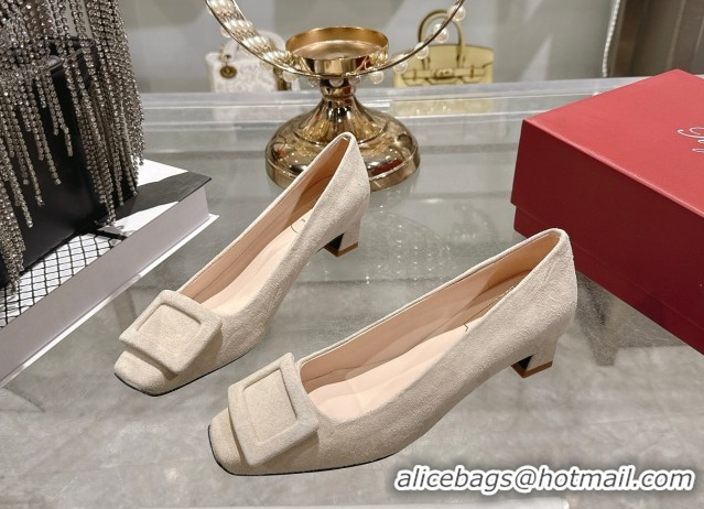 Low Cost Roger Vivier Trompette Pumps 4.5cm in Suede and Buckle Nude RV121102 1211112 2026