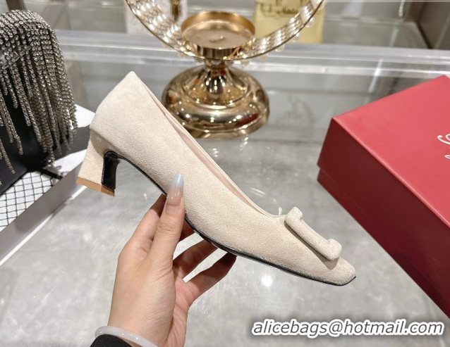 Low Cost Roger Vivier Trompette Pumps 4.5cm in Suede and Buckle Nude RV121102 1211112 2026