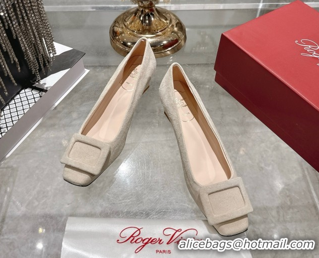 Low Cost Roger Vivier Trompette Pumps 4.5cm in Suede and Buckle Nude RV121102 1211112 2026
