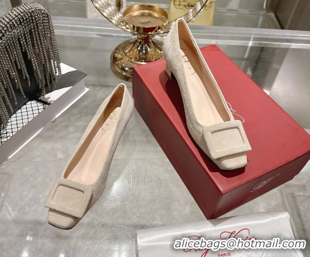 Low Cost Roger Vivier Trompette Pumps 4.5cm in Suede and Buckle Nude RV121102 1211112 2026