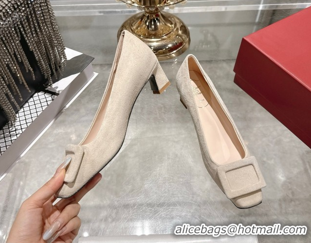 Low Cost Roger Vivier Trompette Pumps 4.5cm in Suede and Buckle Nude RV121102 1211112 2026