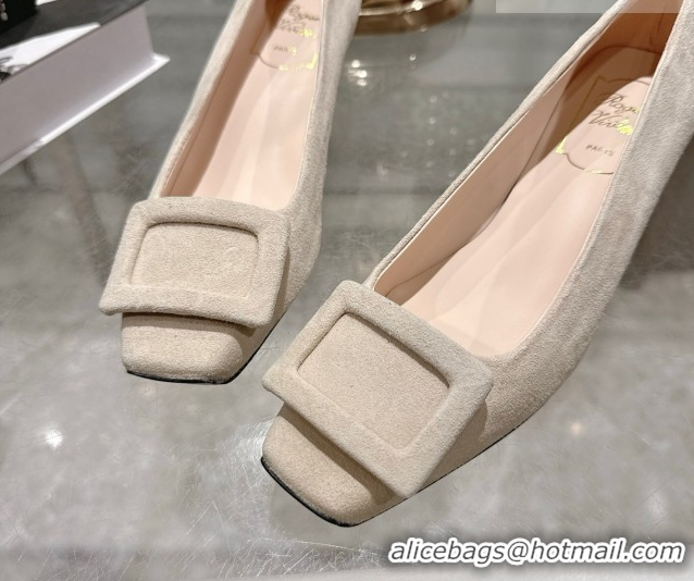 Low Cost Roger Vivier Trompette Pumps 4.5cm in Suede and Buckle Nude RV121102 1211112 2026