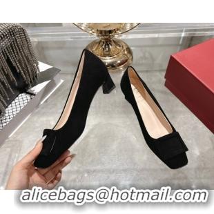 Popular Style Roger Vivier Trompette Pumps 4.5cm in Suede and Buckle Black RV121102 1211113 2026