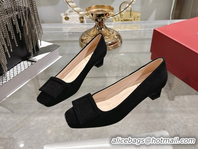 Popular Style Roger Vivier Trompette Pumps 4.5cm in Suede and Buckle Black RV121102 1211113 2026