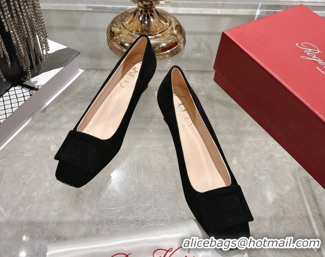 Popular Style Roger Vivier Trompette Pumps 4.5cm in Suede and Buckle Black RV121102 1211113 2026