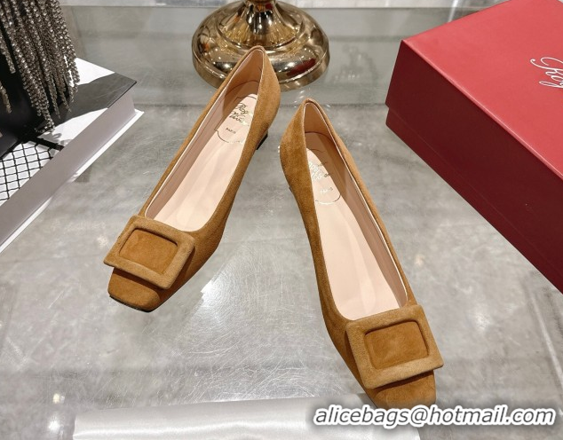 Top Design Roger Vivier Trompette Pumps 4.5cm in Suede and Buckle Brown RV121102 1211114 2026