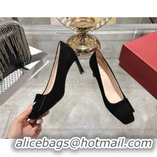 Discount Roger Vivier Trompette Pumps 7cm in Suede and Buckle Black RV121102 1211115 2026