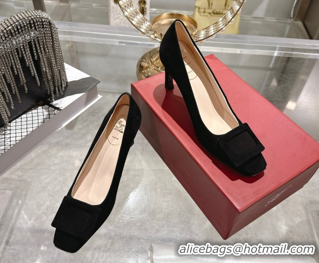 Discount Roger Vivier Trompette Pumps 7cm in Suede and Buckle Black RV121102 1211115 2026
