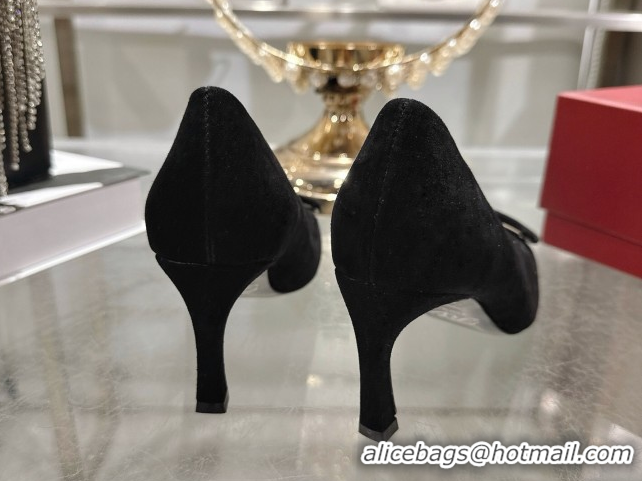 Discount Roger Vivier Trompette Pumps 7cm in Suede and Buckle Black RV121102 1211115 2026