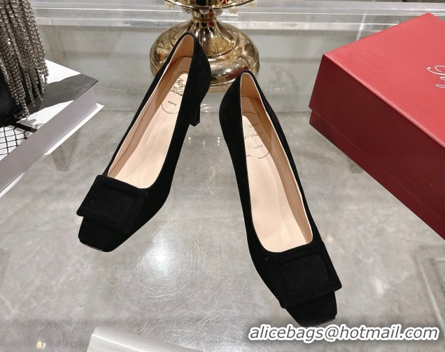 Discount Roger Vivier Trompette Pumps 7cm in Suede and Buckle Black RV121102 1211115 2026