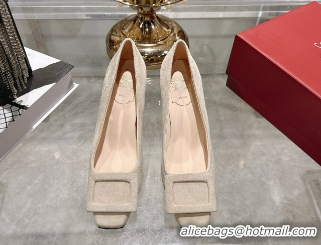 Low Price Roger Vivier Trompette Pumps 7cm in Suede and Buckle Nude RV121102 1211116 2026