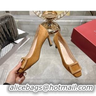 Cheap Price Roger Vivier Trompette Pumps 7cm in Suede and Buckle Brown RV121102 1211117 2026