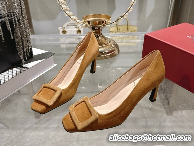 Cheap Price Roger Vivier Trompette Pumps 7cm in Suede and Buckle Brown RV121102 1211117 2026