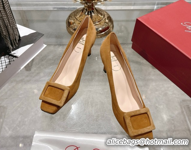 Cheap Price Roger Vivier Trompette Pumps 7cm in Suede and Buckle Brown RV121102 1211117 2026
