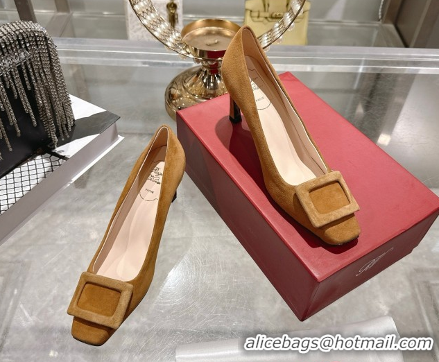 Cheap Price Roger Vivier Trompette Pumps 7cm in Suede and Buckle Brown RV121102 1211117 2026