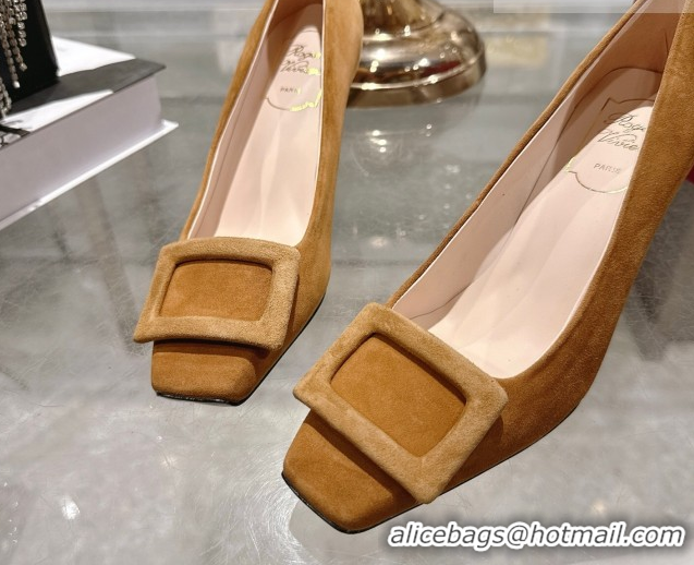 Cheap Price Roger Vivier Trompette Pumps 7cm in Suede and Buckle Brown RV121102 1211117 2026
