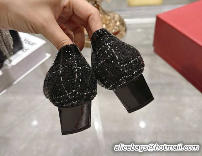 Grade Roger Vivier Belle Vivier Pumps 4.5cm in Fabric and Sequins Black RV121103 1211118 2026