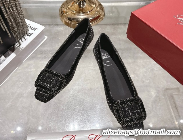Good Product Roger Vivier Belle Vivier Ballerinas Flat in Fabric and Sequins Black RV121103 1211120 2026