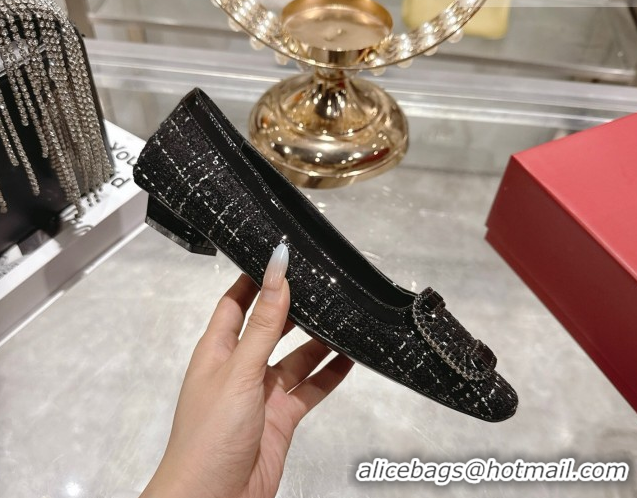 Good Product Roger Vivier Belle Vivier Ballerinas Flat in Fabric and Sequins Black RV121103 1211120 2026