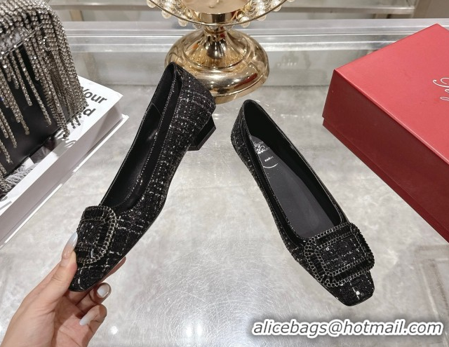 Good Product Roger Vivier Belle Vivier Ballerinas Flat in Fabric and Sequins Black RV121103 1211120 2026