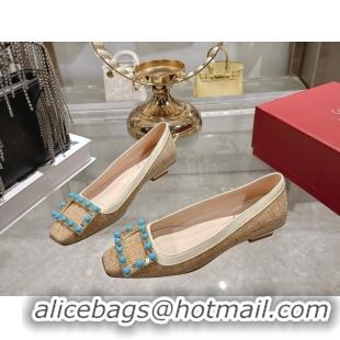 Popular Style Roger Vivier Belle Vivier Ballerinas Flat in Straw-Like Beige RV121103 1211121 2026