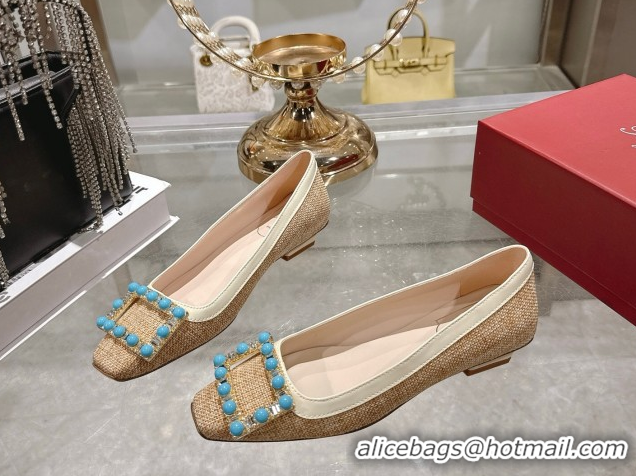 Popular Style Roger Vivier Belle Vivier Ballerinas Flat in Straw-Like Beige RV121103 1211121 2026