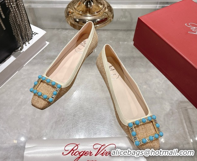 Popular Style Roger Vivier Belle Vivier Ballerinas Flat in Straw-Like Beige RV121103 1211121 2026