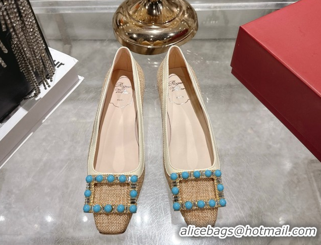 Popular Style Roger Vivier Belle Vivier Ballerinas Flat in Straw-Like Beige RV121103 1211121 2026