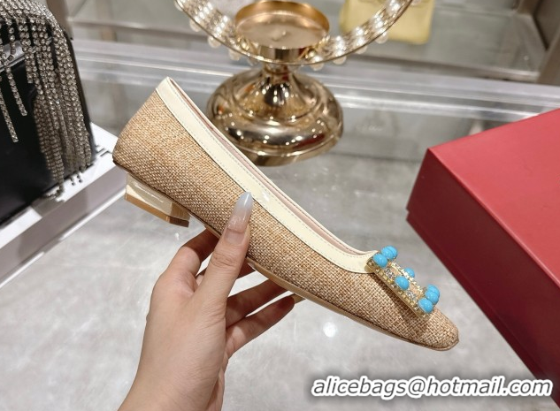 Popular Style Roger Vivier Belle Vivier Ballerinas Flat in Straw-Like Beige RV121103 1211121 2026